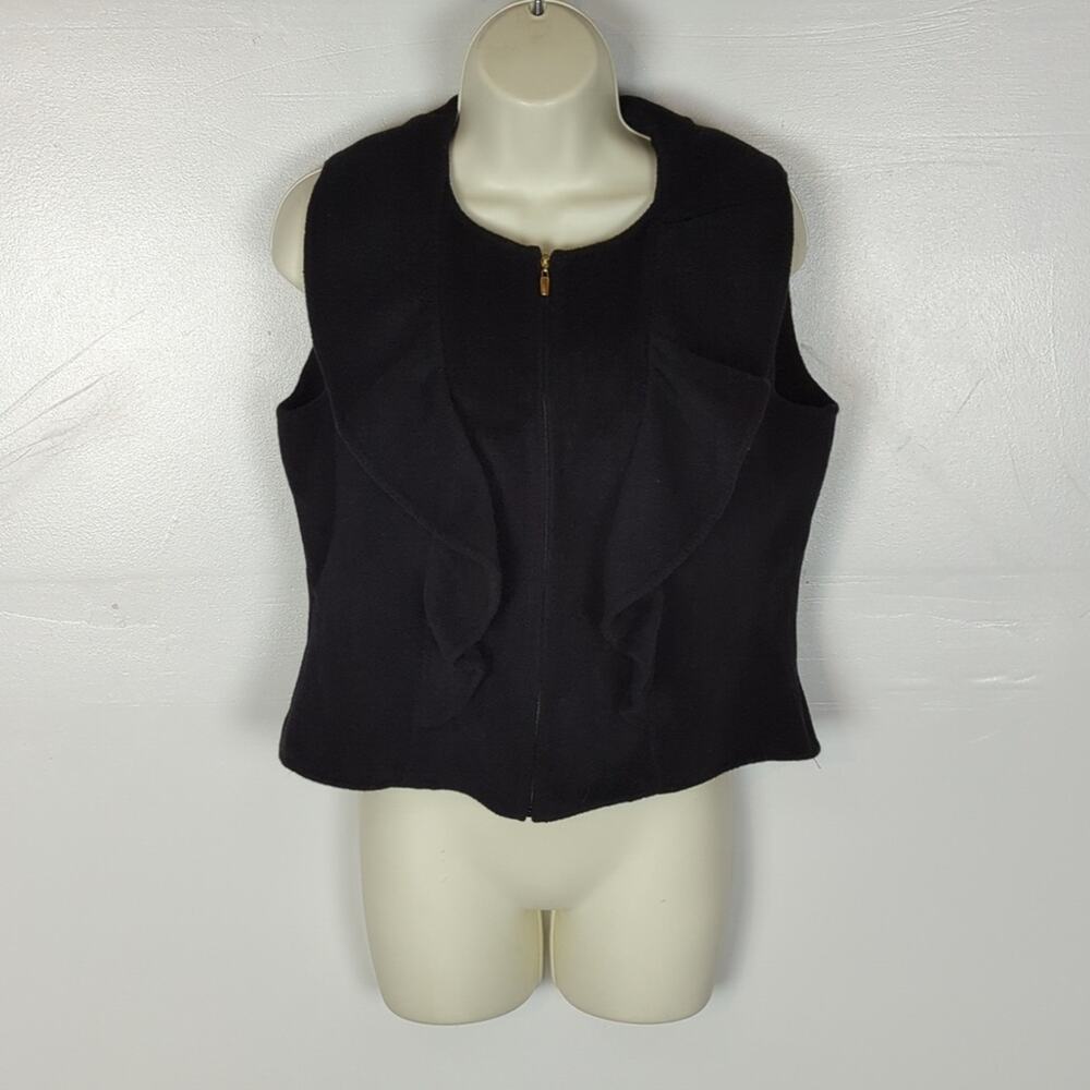 St John Cashmere and Angora Blend Zip Front Vest Top